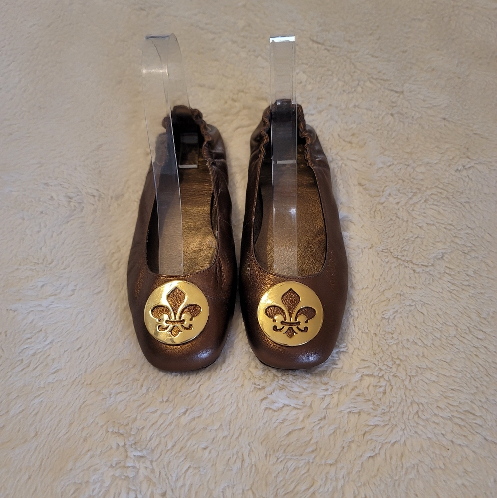 Flower‎ Box Bronzed Ballet Flats